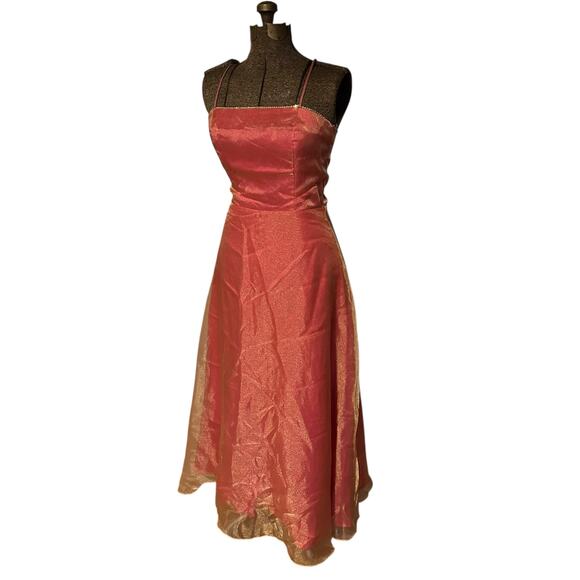 Roberta Y2K Pink Glitter Prom Gown 9/10 Rhinestone Trim Shimmer Overlay Tulle - Picture 1 of 14